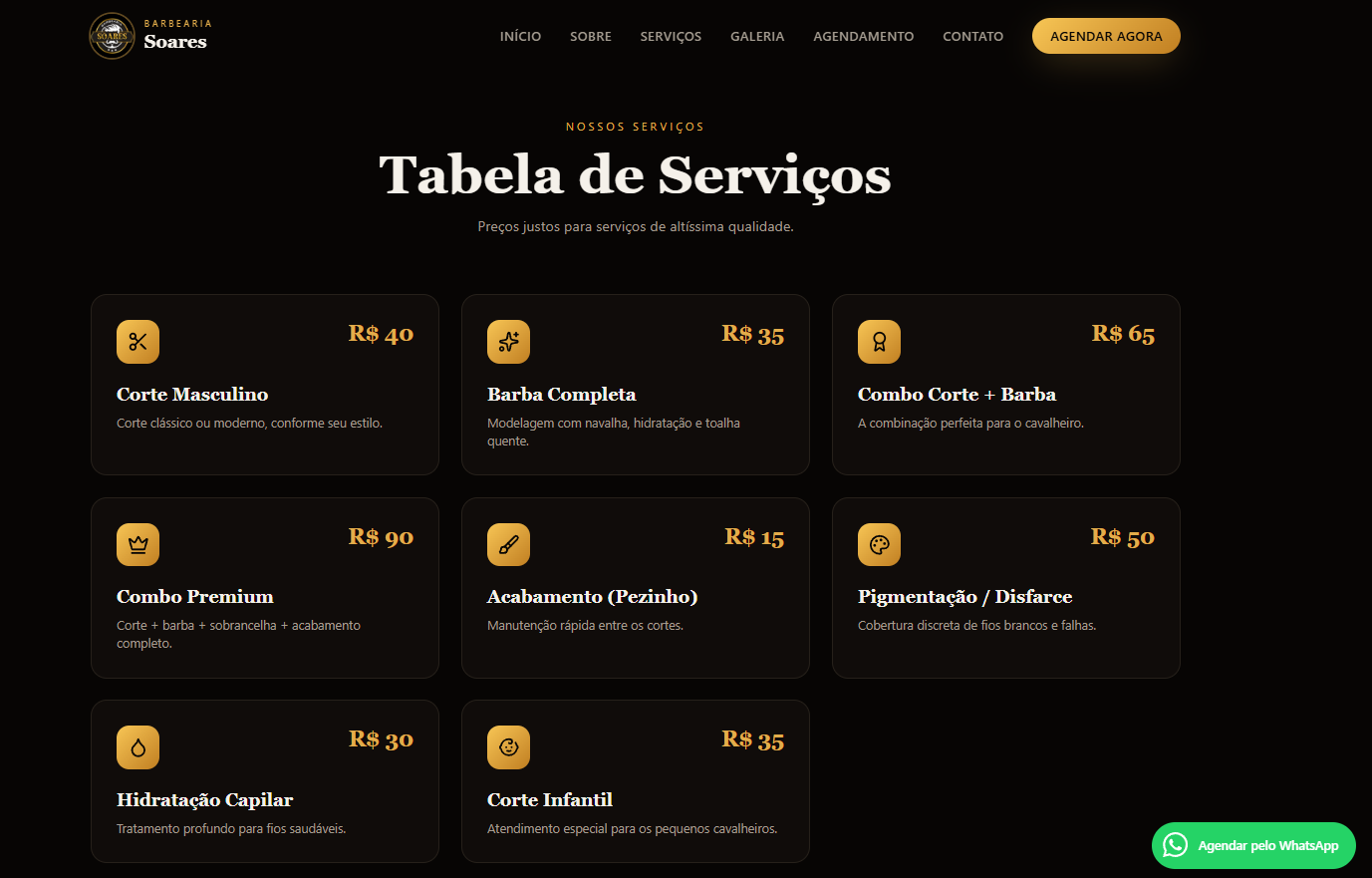 Barbearia Soares — Serviços